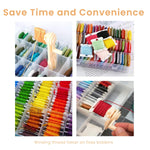 HASTHIP Plastic Thread Bobbins Holder for Cross Stitch and Embroidery with Bobbin Winder | 100 Pcs 1.57 in Yarn Organizer