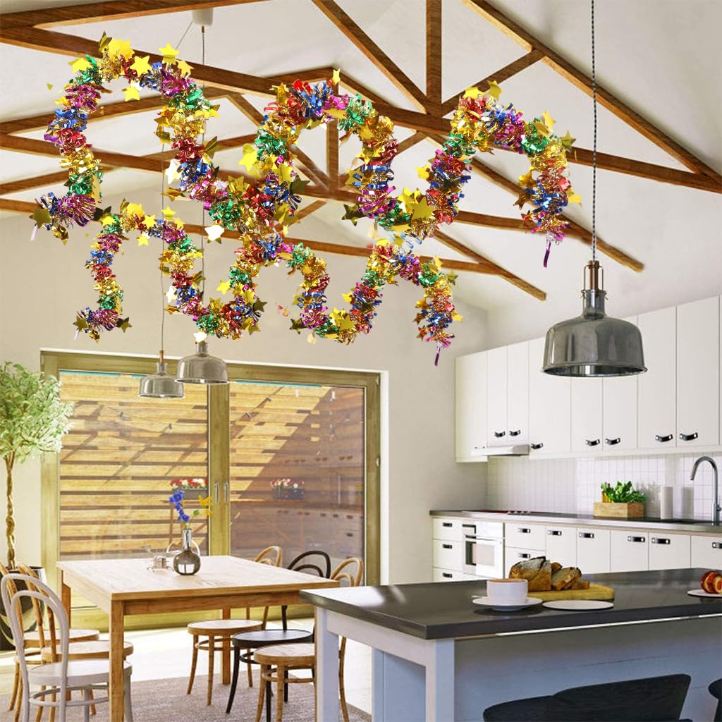 HASTHIP Hanging Confetti Garland for Party and Home Decoration featuring 2pcs 6.6ft Multicolor Shining Design | Ideal for Birthday and Christmas
