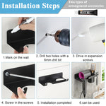 HASTHIP Hair Dryer Stand for Bathroom and Salon with 3 in 1 Organizer | Carbon Steel Wall Mount