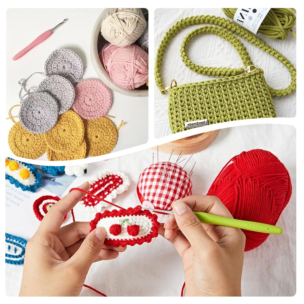 HASTHIP® Crochet Hook Set 14 Sizes Crochet Hook Set with Carry Bag, Needles, Color Stitch Markers, Measure Tape Beginners Crochet Hook Set for Crochet Art, DIY Crafting