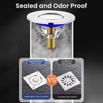 HASTHIP Pop up Bathroom Floor Drain with Foot Operated Button and Copper Core | Anti Odor Rust Resistant Square Replacement