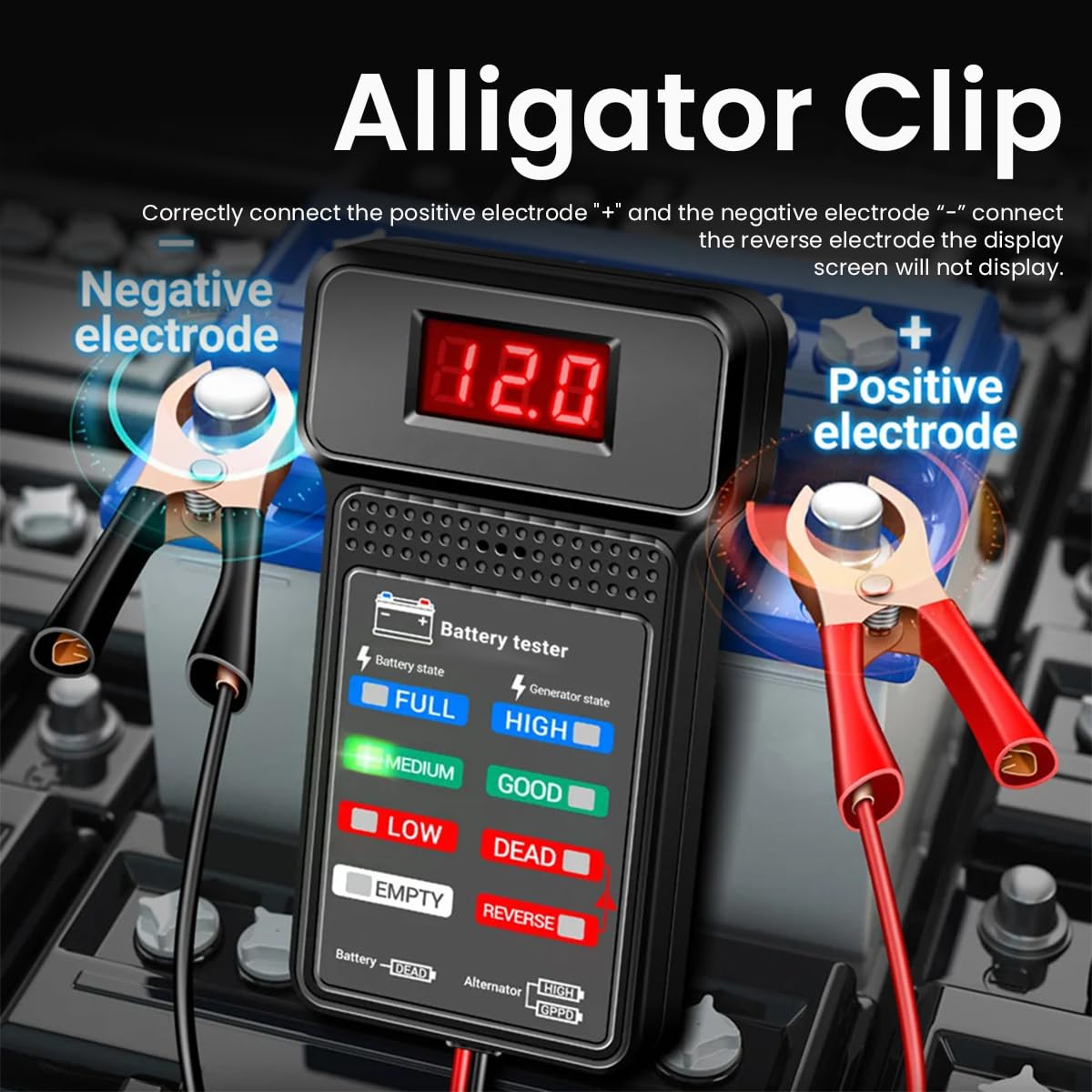 HASTHIP® 12V Car Battery Tester Generator Tester Automotive, Battery Monitor Analyzer Universal Vehicle Battery
