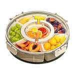 HASTHIP® upvox Split Tray Fruit Snack Box with Lid and Handle, Gray White in Color