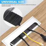 HASTHIP Rectangular Wire Cable Hole Cover for Office Desk with Flip Lid and Brush 280x80mm Silver