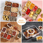 HASTHIP Kitchen Seasoning Powder Box with 8 Compartments 28x21x6.5cm and Leak-Proof Lid