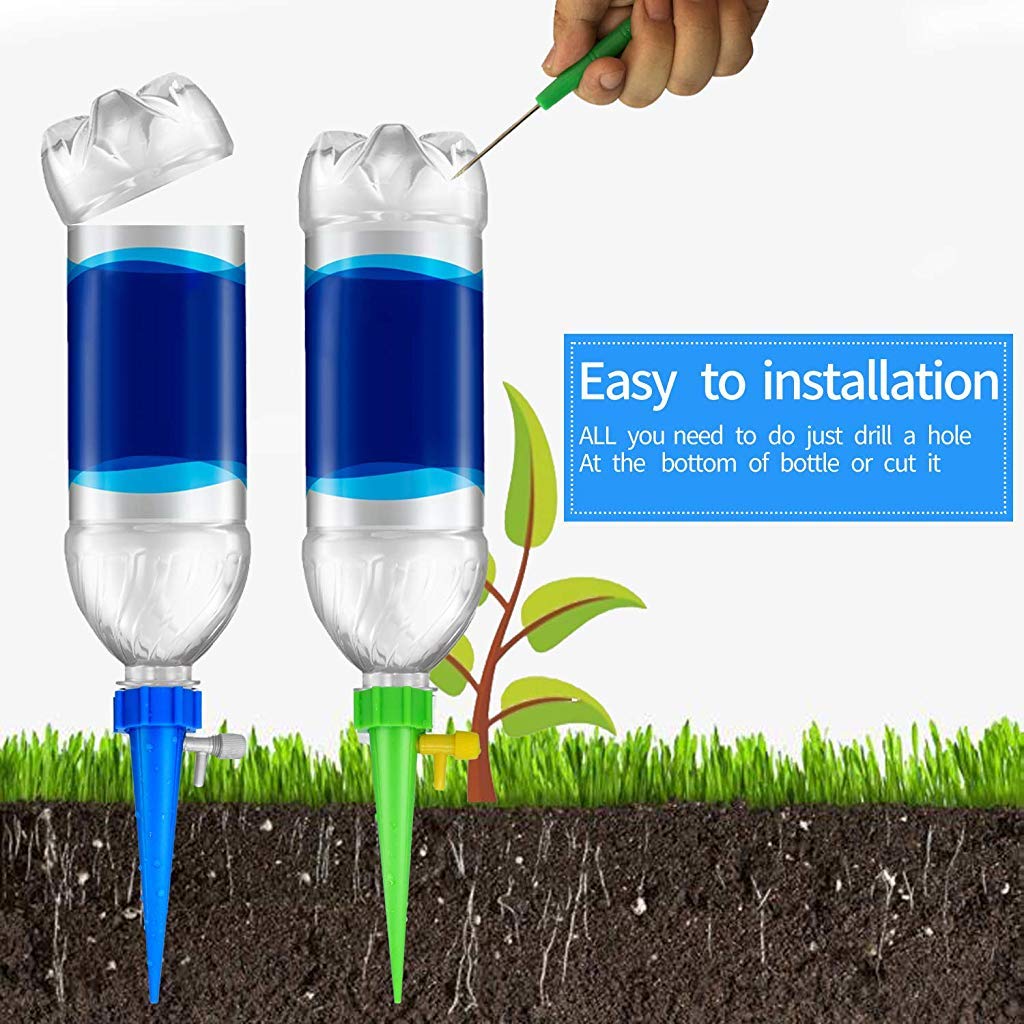 Plastic 12 Pcs Drip Irrigation Kit For Home Garden, Self-Watering Spikes For Plants, Automatic Plant Water Dropper With Slow Release Control Valve Switch Drip Irrigation System