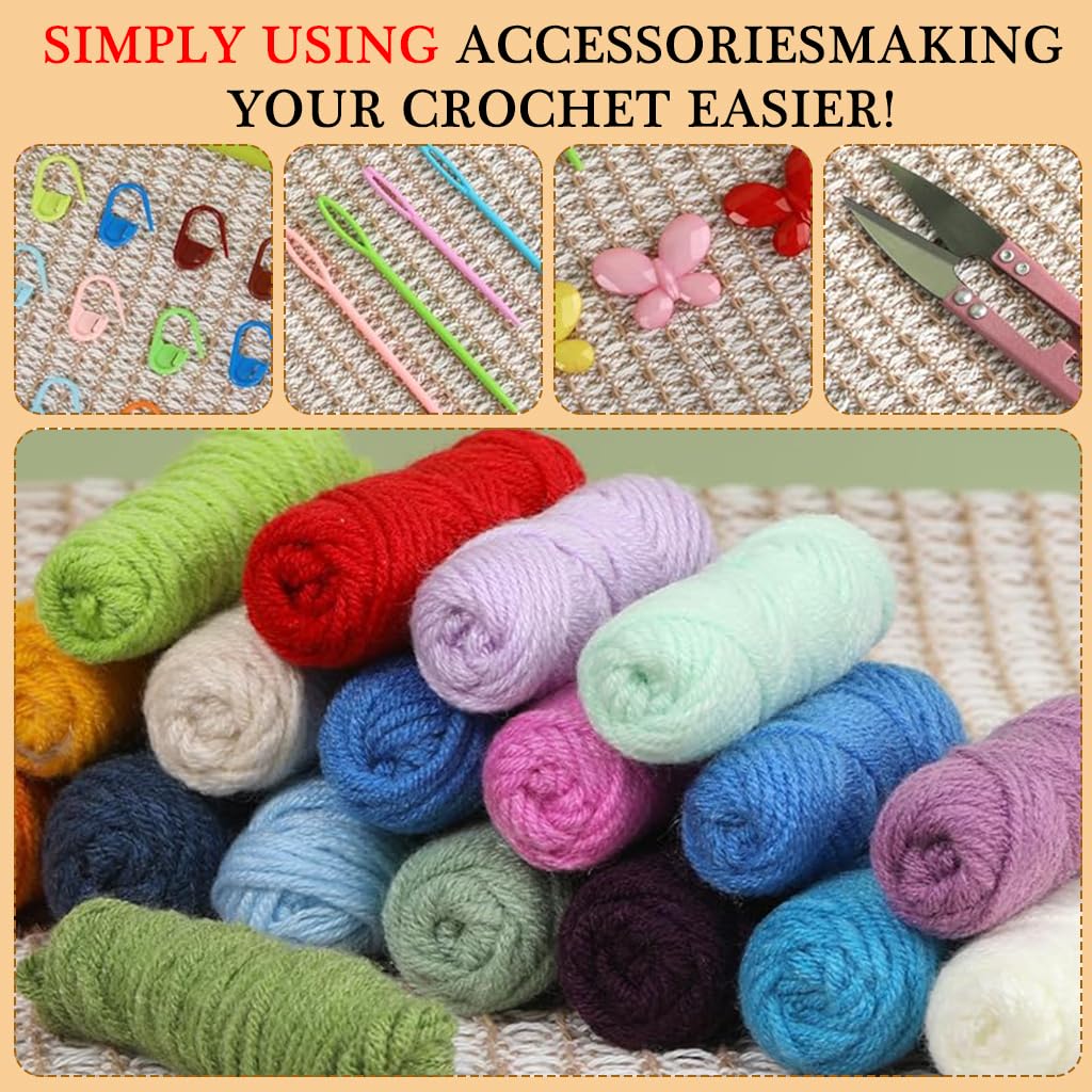 HASTHIP® DIY Crochet Kit Set of 4Pcs DIY Crocheting Coasters Material Kit Floral Croch