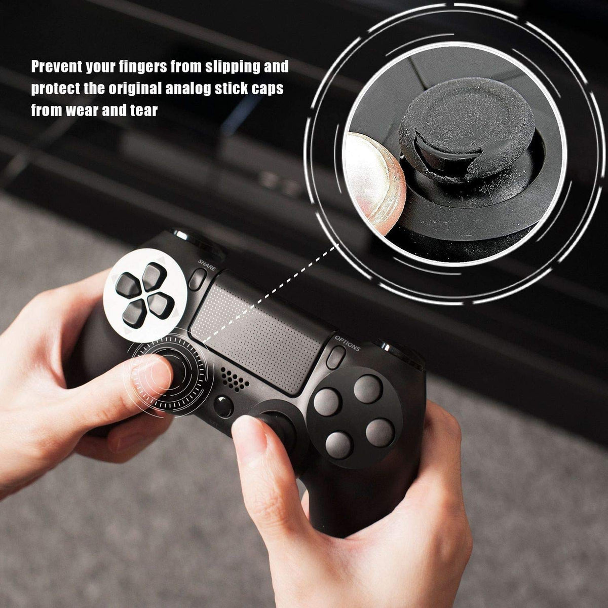 HASTHIP Controller Joystick Thumbstick Cover Caps Grips for PS4 with 6 Pairs Silicone | Comfortable Protection and Improved Grip