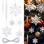 HASTHIP Christmas Tree Decorations featuring 35Pcs Crystal Acrylic Snowflake and Icicle Ornaments for Home and Window Decor | Festive Winter Display