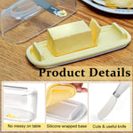 Butter Box with Lid Butter Storage Case Food Grade Silicone Butter Dish 7.5'' x 3'' Small Butter Box 2 in 1 Lid with Cutter Storage Slot Butter Holder for Table, Fridge