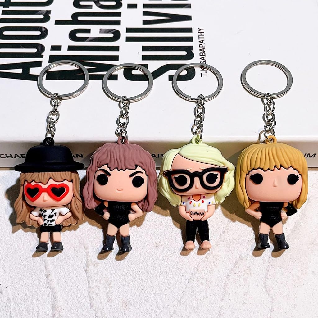 HASTHIP Silicone Taylor Keychain Set of 4 for Backpacks and Gifts | Cute Cartoon Collectible