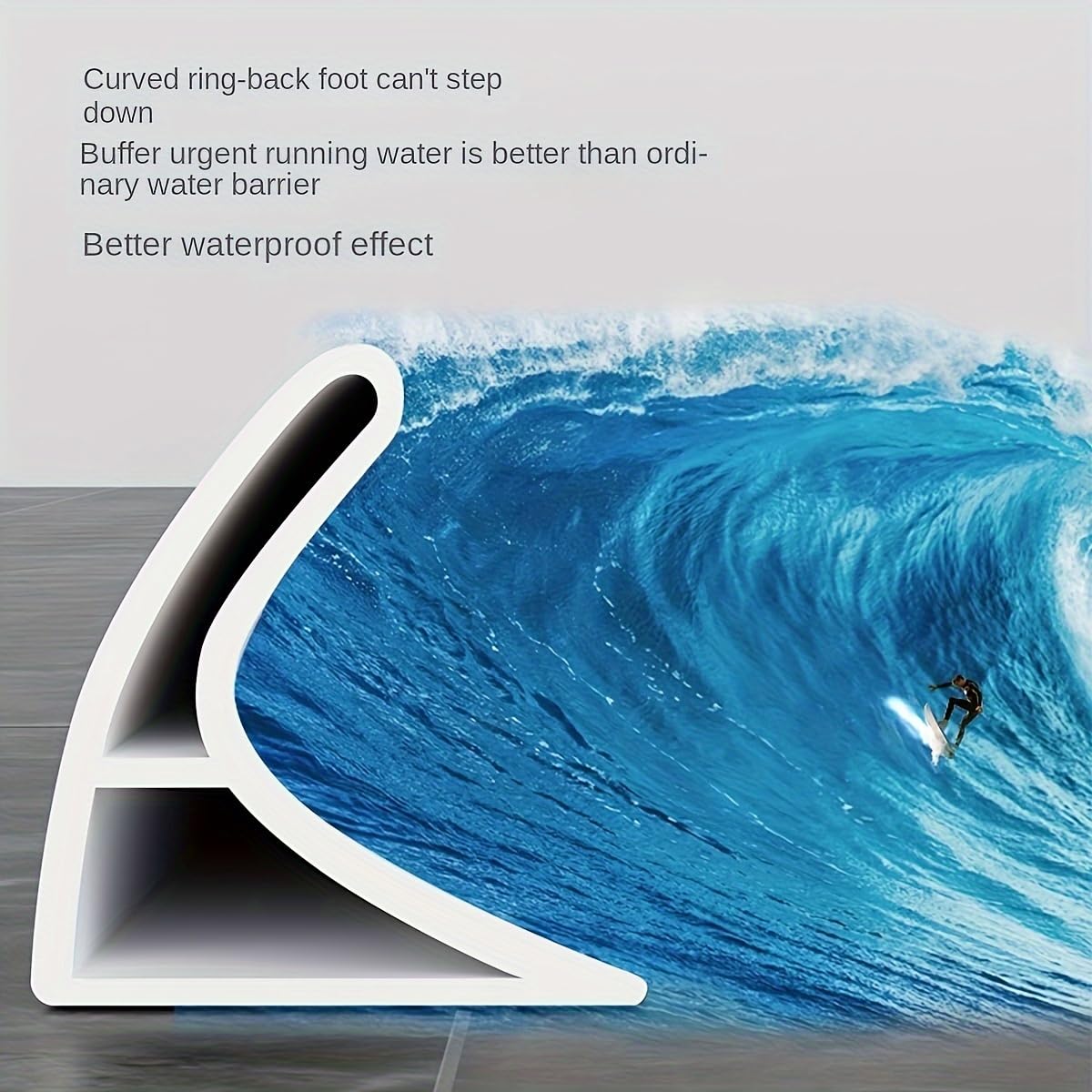 HASTHIP Bathroom Silicone Water Stopper for Shower and Kitchen 1m featuring Self Adhesive Strip | Flexible Soft Threshold Seal to Block Water and Keep Floors Dry