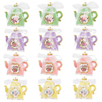 HASTHIP Paper Candy Bags for Party Favors with Ribbon Closure and Floral Teapot Design 12Pcs 3.35x3.35x4.13 in