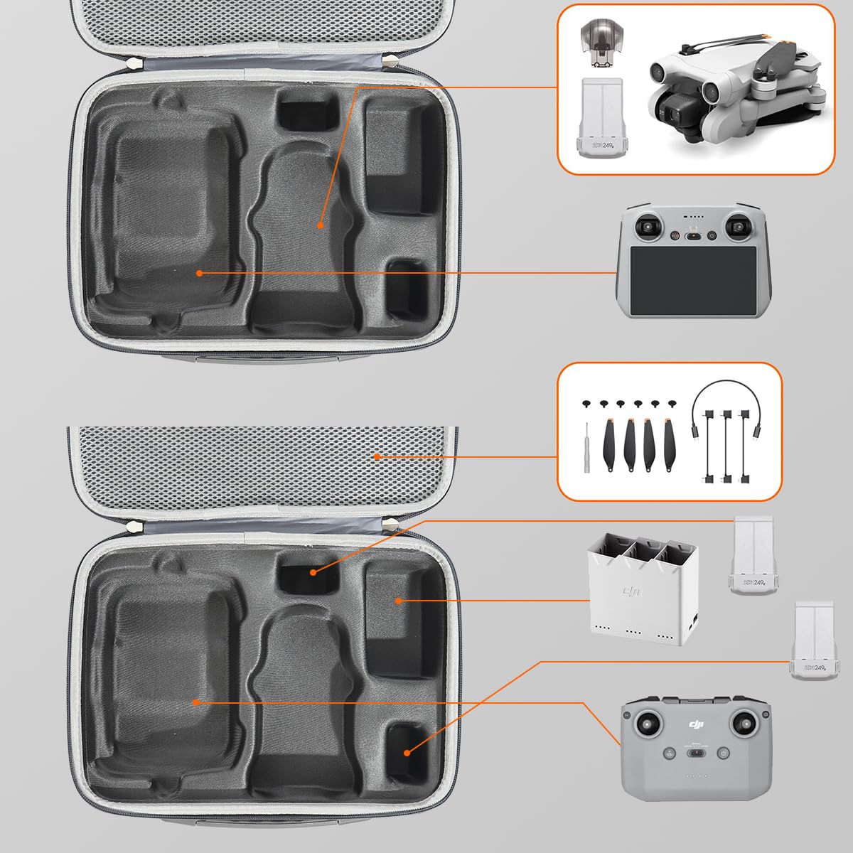 Carrying Case for DJI Mini 3 Pro, Portable Compact Storage Bag Hard Case Set with Strap Storage Travel Case Compatible with DJI Mini 3 Pro and Drone Controller Accessories Bag (Case Only)