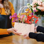 6pcs Gift Packing Basket Paper Flower Basket with Handles Luxury 3D Embossing Flower Basket Flower Arrangement Basket Home Decoration Wedding Flower Basket(Not Included Flowers)