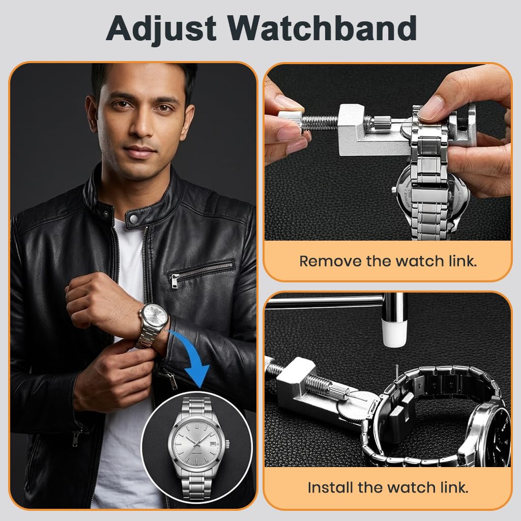 HASTHIP Watch Repair Kit with Watch Press, Case Back Opener & Link Remover