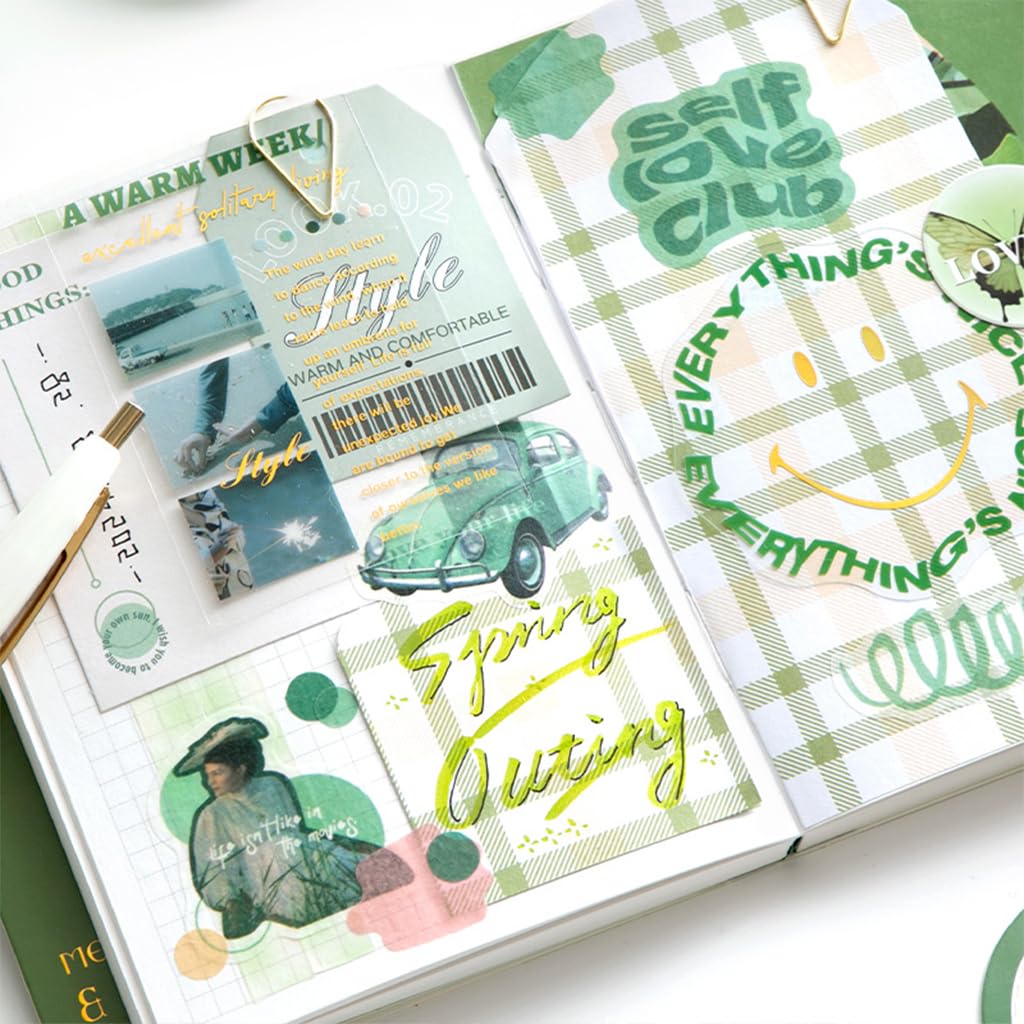 HASTHIP Vintage Paper Scrapbook Kit for Journaling with A6 Notebook and 60 Note Sheets | Portable Gift Set