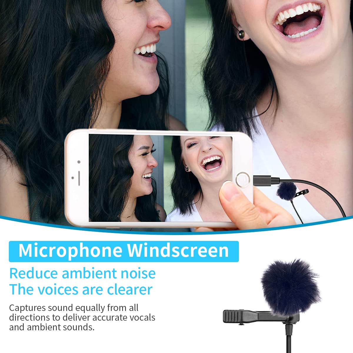 Proberos® Imported Black Fur Microphone Windscreen for Lapel Lavalier Mic, Outdoor Furry Windscreen Dead Cat for Mic, Cover Mic Filter Lapel Microphone Mic Fur Windscreen Wind Muff Windshield Mic Accessories