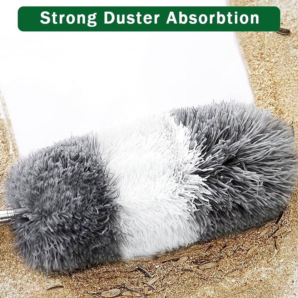 HASTHIP Microfiber Feather Duster for Ceiling Fans and High Ceilings with 100 in Extension Pole | 6 PCS Washable Bendable Cleaning Set