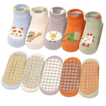 HASTHIP® Juego de 5 pares de calcetines para bebé antideslizantes,calcetines algodón lycra con diseño dibujos animados,cómodos y transpirables para niños y niñas 1 a 3 años