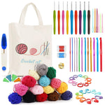 HASTHIP Crochet Kit for Beginners with 72 pcs Metal Hooks and Colorful Yarn | Includes Canvas Tote Bag