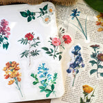 HASTHIP Vinyl Waterproof Spring Flower Plant Stickers for DIY Decoration 46 Pieces | Multicolour Set for Kids and Adults