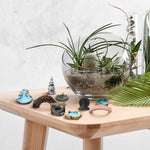 HASTHIP Miniature Garden Bridge Figurines for Fairy Garden Decor with 12 Resin Pieces | White Accessories