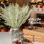 HASTHIP Artificial Snow Frosted Pine Branches for Christmas Decor with Bendable Stems | 24PCS 13.7 in