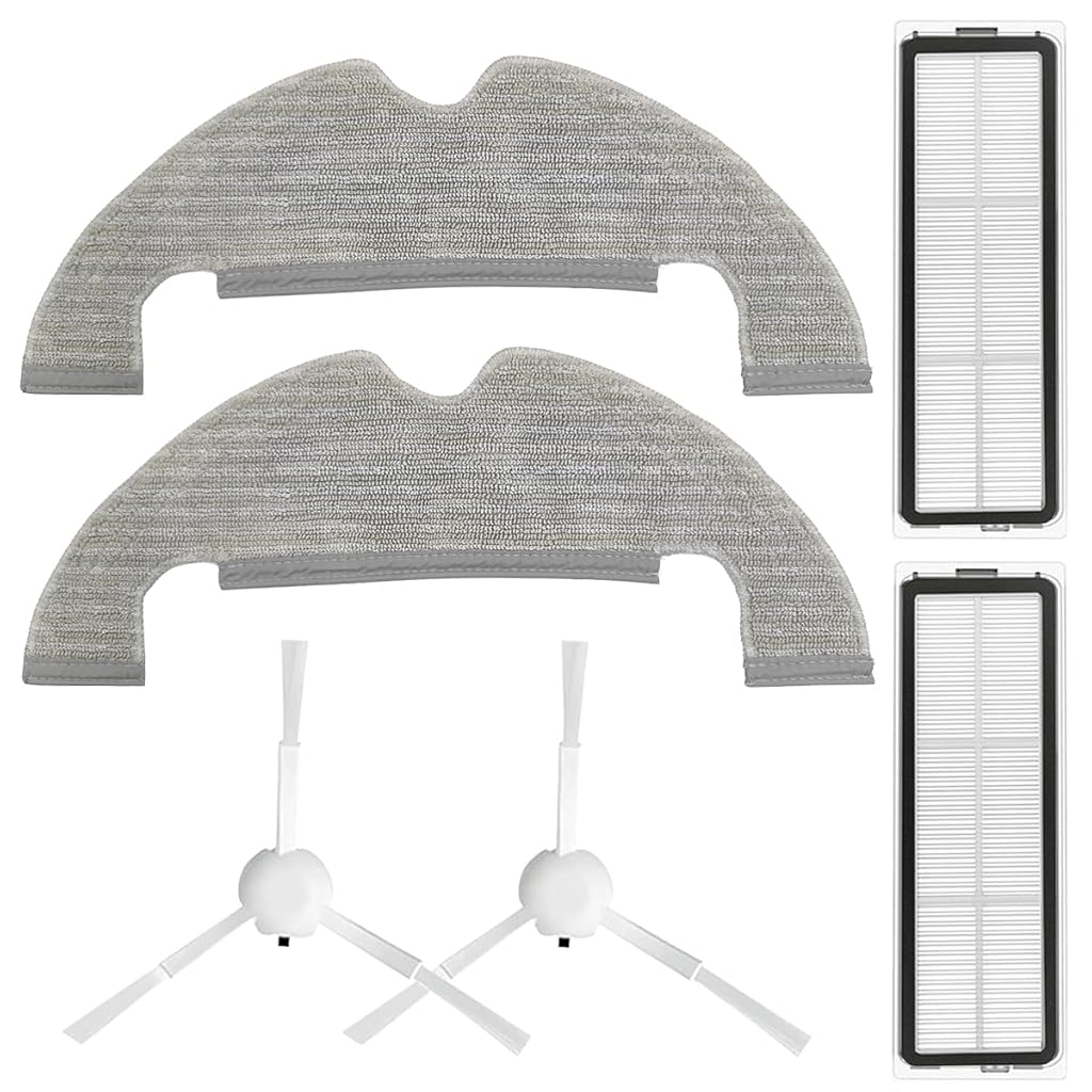 HASTHIP® Replacement Accessories for Mi Robot Vacuum X10, Includes 2Pcs Mop Pads, 2Pcs Side Brushes, 2 Filters, Ideal Essential Accessories Alternatives for Robot Vacuum X10.