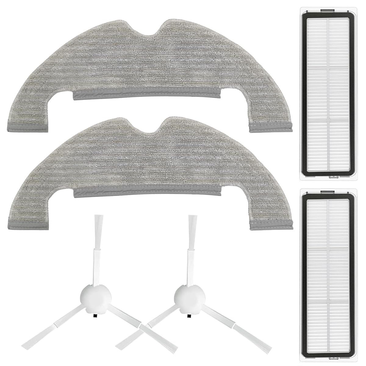 HASTHIP® Replacement Accessories for Mi Robot Vacuum X10, Includes 2Pcs Mop Pads, 2Pcs Side Brushes, 2 Filters, Ideal Essential Accessories Alternatives for Robot Vacuum X10.