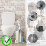 17.7" Toilet Brush Set - Ergonomic Long-Handle Sponge Cleaner with 16 Disposable Heads & Hygienic Holder for Effortless Bathroom Cleaning, Toilet Cleaning Brush Set