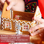 HASTHIP 18PCS 3D Christmas Cookie Cutters for DIY Gingerbread House with Santa House Design | Fun Holiday Baking Tool Set