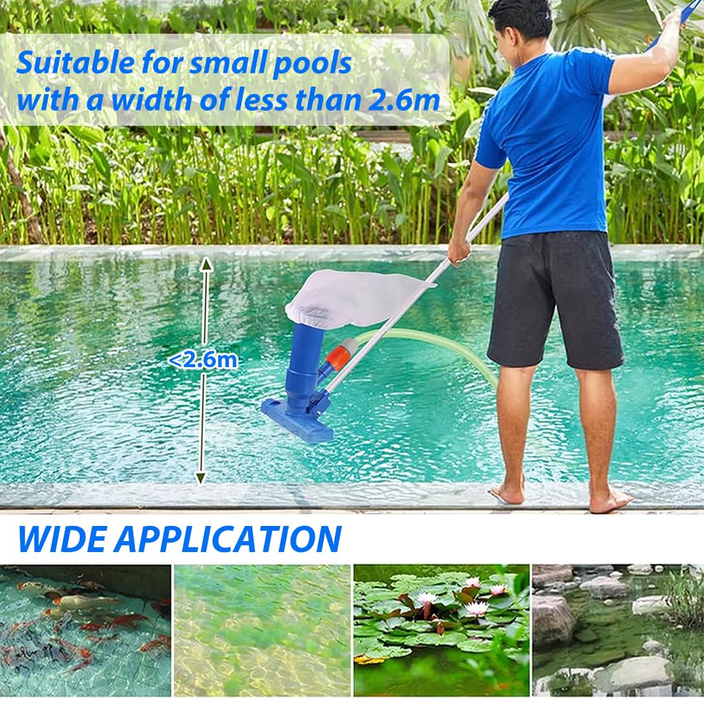 HASTHIP Pool Vacuum Cleaner for Above Ground and Inflatable Pools with 3 Brush Heads & Filter Bag | Manual Water Flow Cleaning Kit