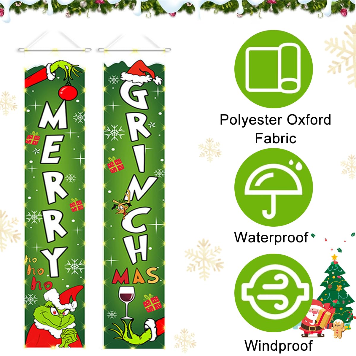 Christmas Decorations Fun Christmas Door Couplet Wall Hanging Couplet Outdoor Yard Front Porch Couplet Set, Hanging Merry Christmas Decorations Couplet for Porch, Door, Balcony