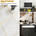 HASTHIP Tile Gap Tape for Home Decoration with Self Adhesive Waterproof PVC 2.5cm x 5m | Golden Foil Finish 3 pcs