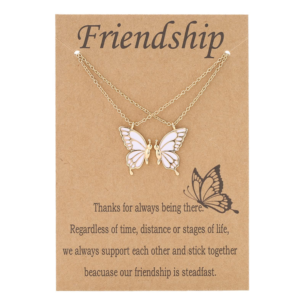 HASTHIP® Collar de Mariposa para Mujeres y Niñas,Collares BFF de Aleación,Colgante Amistad y Amor Estilo Moderno Elegante Regalo Cumpleaños para Amigas Hermanas Novias (Dorado