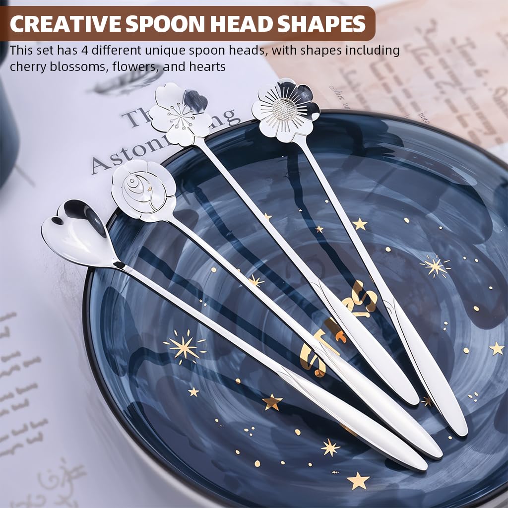 HASTHIP Coffee Spoon Set for Kitchen and Desserts featuring 8pcs 18cm Silver Stainless Steel Design