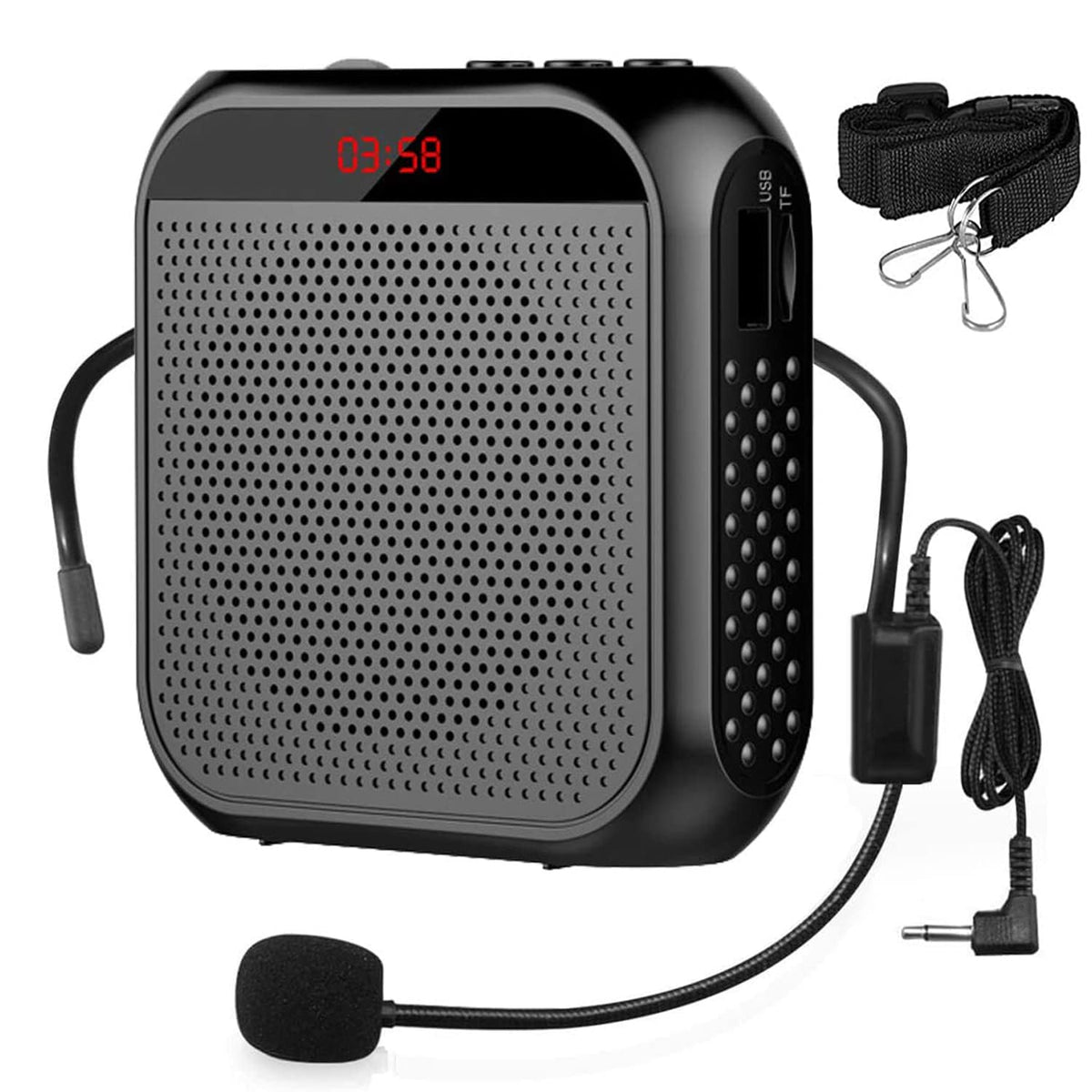 HASTHIP® Amplificador de Voz Portátil Bluetooth 10W, Mini Sistema PA Recargable con Micrófono Diadema, Batería 2400mAh, Carga Rápida y 22H de Duración, Ideal para Profesores, Guías y