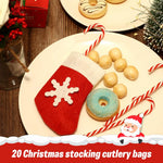 HASTHIP Mini Christmas Stockings for Tableware and Tree Decoration featuring Felt Material 20PCS Set | Festive Red Holiday Utensil Holders
