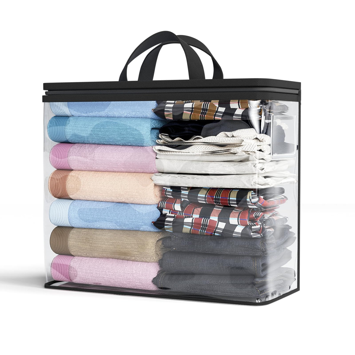 HASTHIP Clothes Storage Bags for Wardrobe Organization with Zipper Handle 45x38x13cm | Clear Waterproof PVC Dustproof Garment Bags