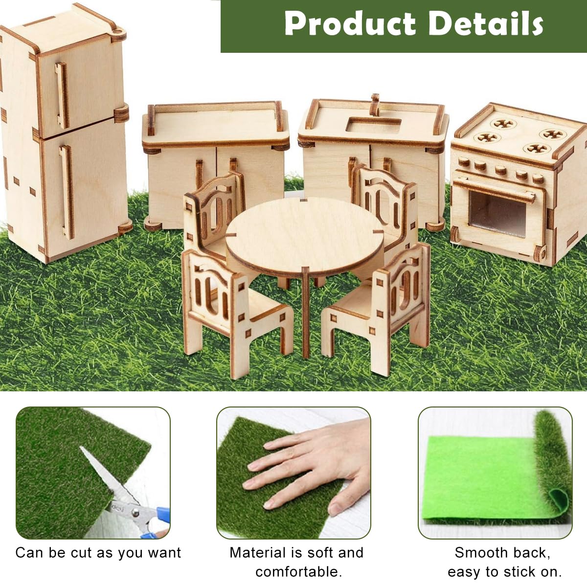 HASTHIP Artificial Grass Carpet for Christmas Decor with TPE Build 6 Pcs 15 cm | Indoor Floor Mat