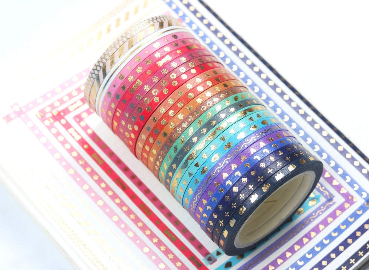 ELEPHANTBOAT® Washi Tape, Scrapbook Tape Craft Supplies 3mm Wide for DIY, Decorative Craft, Gift Wrapping, Scrapbooking 24rolls (3mm*5M)