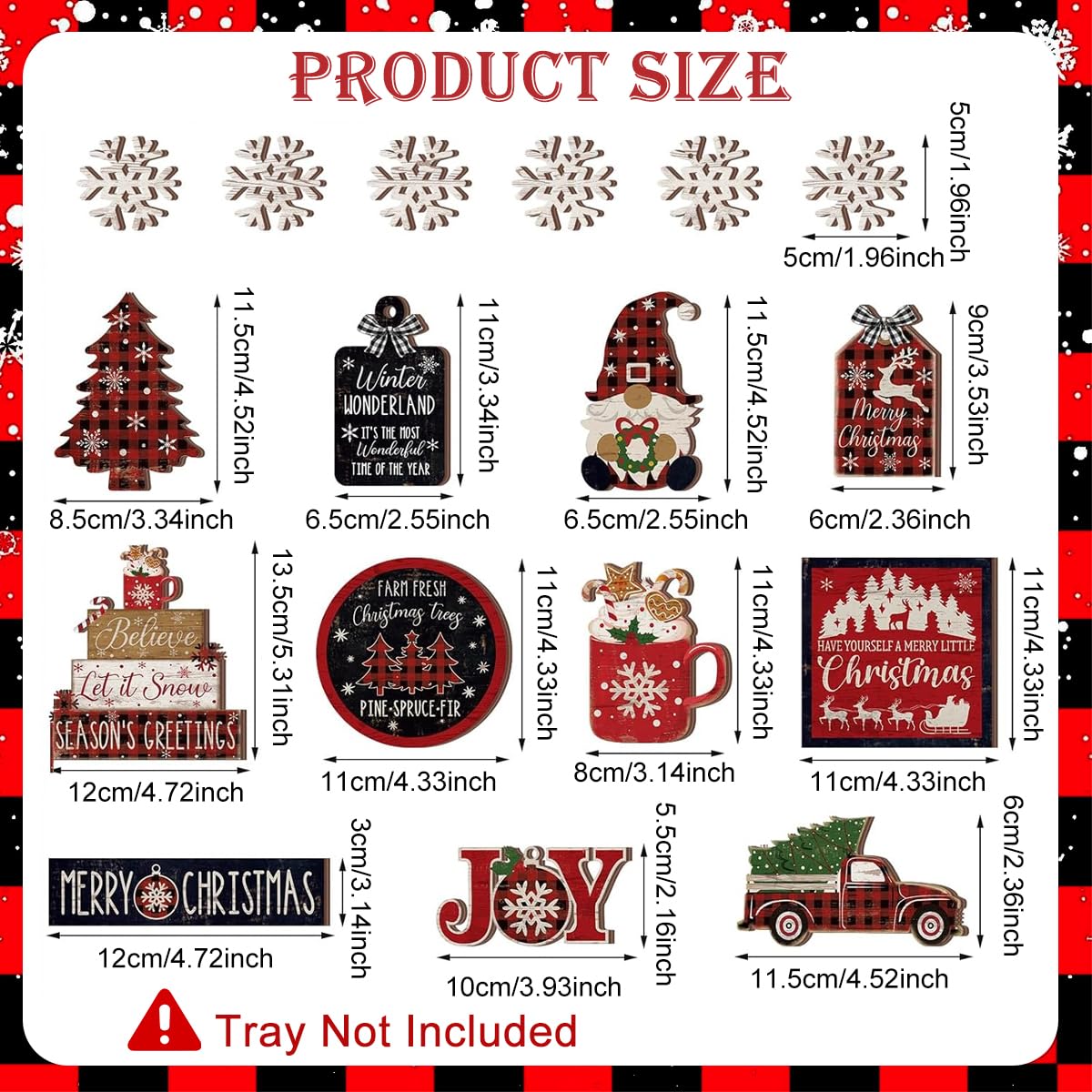HASTHIP Christmas Decorations Set for Tiered Trays with 17 Wooden Pieces | DIY Holiday Decor