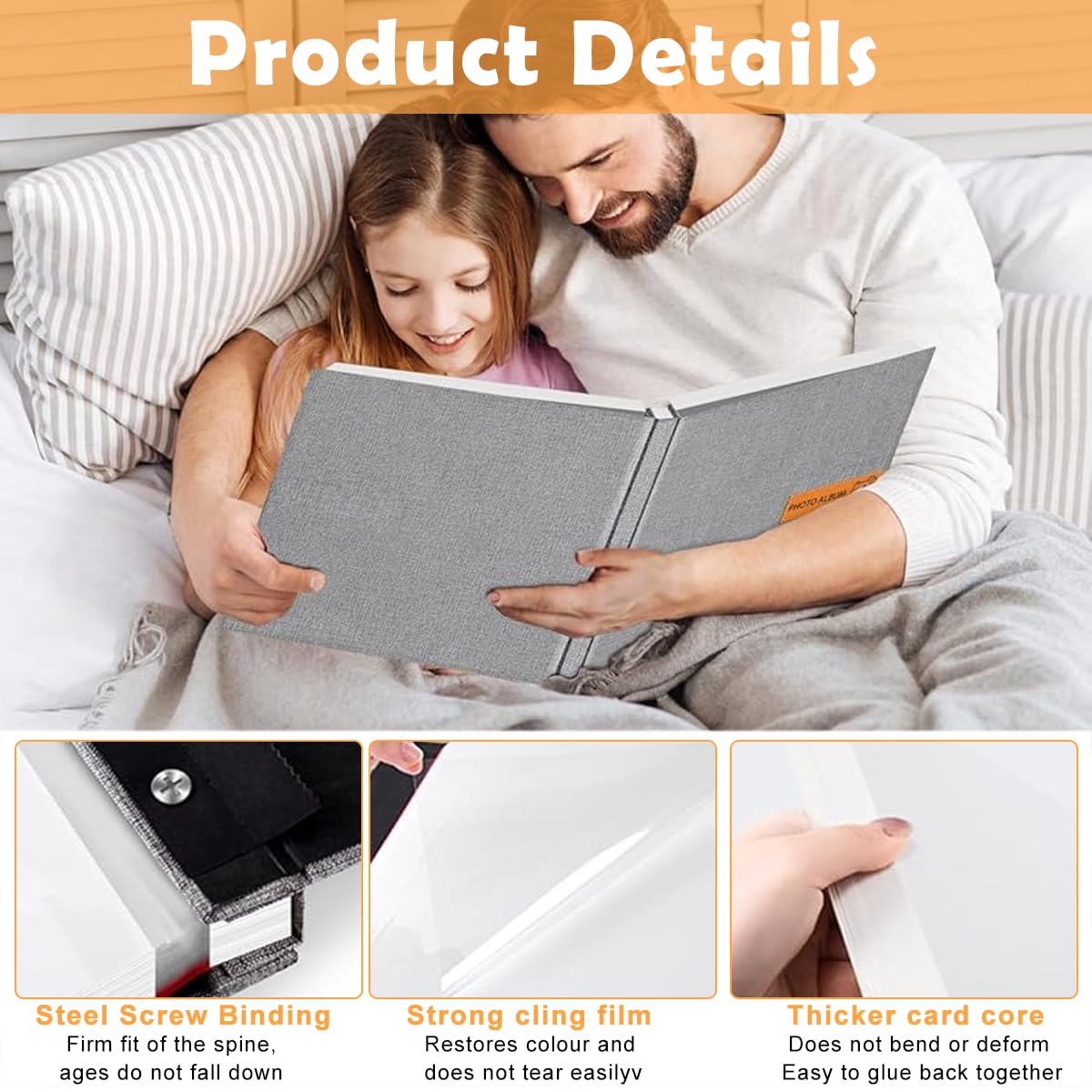 HASTHIP Photo Album for 4x6 5x7 8x10 Pictures with 20 Sheets Linen Cover | Self Adhesive Scrapbook