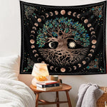 HASTHIP Tree of Life Tapestry for Bedroom with Moon Phases Artwork 51x59 in | Washable Polyester Wall Hanging