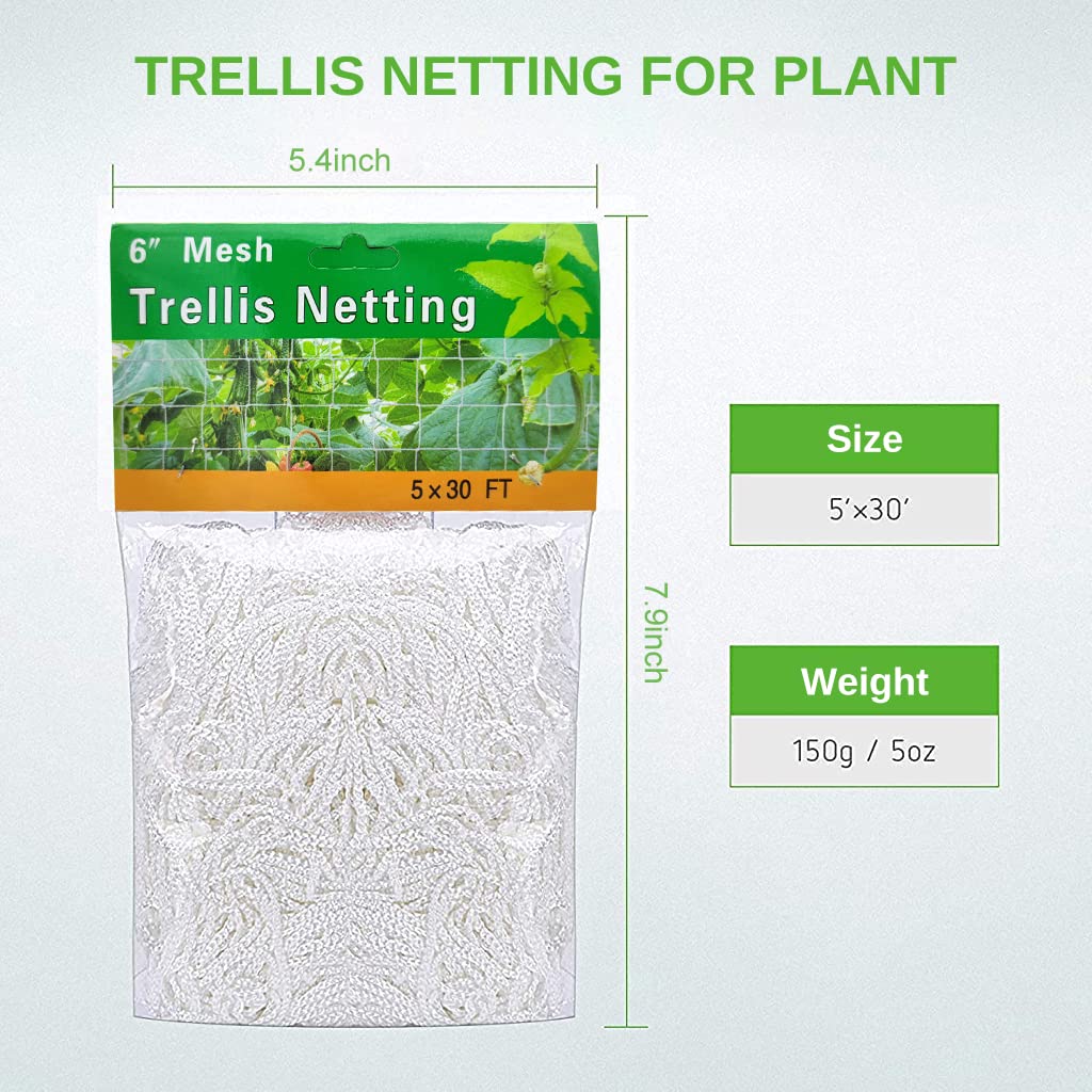 HASTHIP Plant Support Net for Climbing Plants with 5×30 ft Trellis Grid and UV‑Resistant Polypropylene
