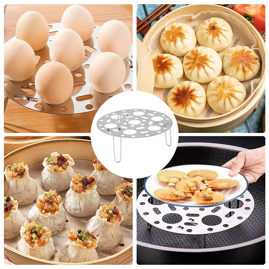 HASTHIP® Folding Steamer Rack, Stainless Steel Steamer Tray Kitchen Household Thickening Egg Steamer Egg Rack Folding Steamer Grid Waterproof