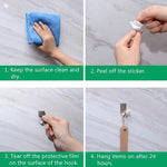 HASTHIP® Hooks for Wall Without Drilling, Stainless Steel Adhesive Wall Hanger Self Adhesive Waterproof Heavy Duty Sticky Narrow Wall Hooks (Pack 8).