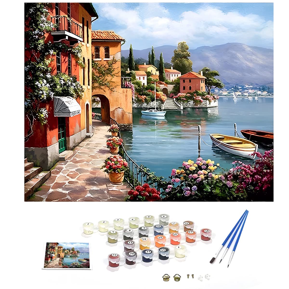 HASTHIP Paint by Numbers Kit for DIY Wall Art with Brushes and 40×50cm Canvas | Beige Acrylic Set