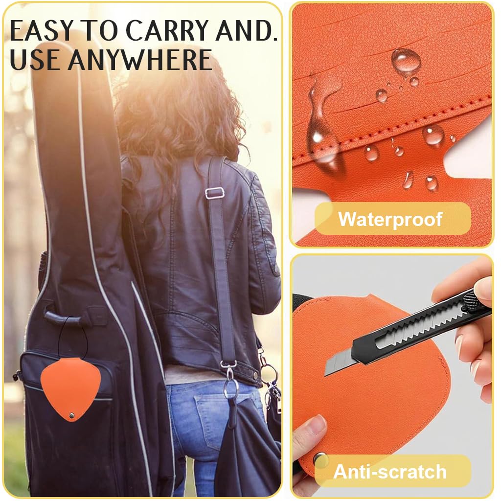 HASTHIP Guitar Pick Holder Case for 32 Picks with Capo Slot in PU Leather | Compact Storage